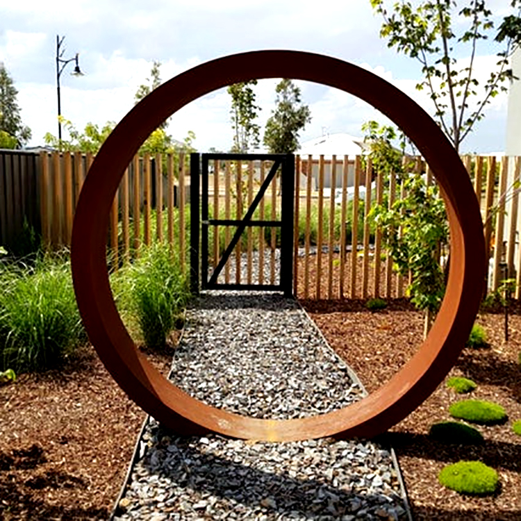 Modern Outdoor Metal Art Corten Steel Circle Sculpture For Sale