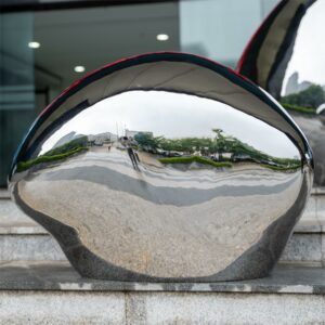 Stainless steel high gloss stone sculpture