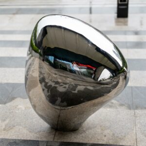 Stainless steel stone sculpture