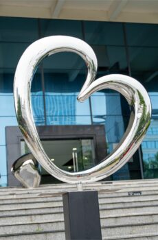 stainless steel heart sculpture