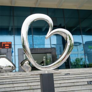 stainless steel heart sculpture