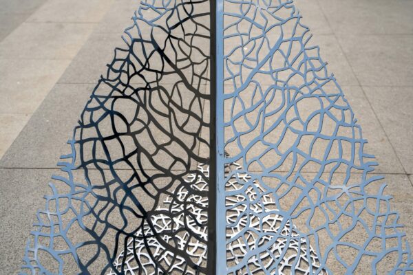 Stainless steel leaf sculpture