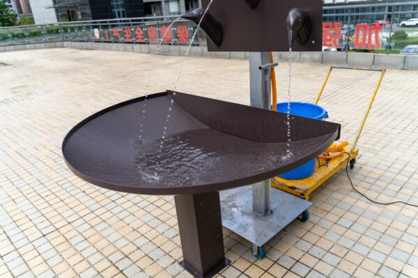 Stainless steel waterscape sculpture