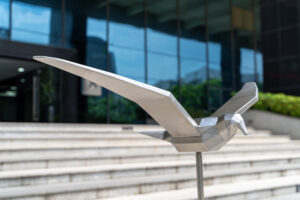 Stainless steel bird sculpture