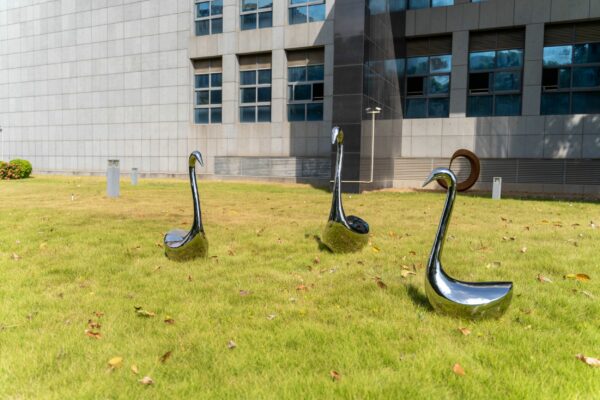 Stainless steel swan sculpture