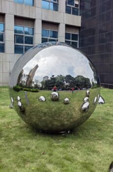 Outdoor stainless steel ball sculpture