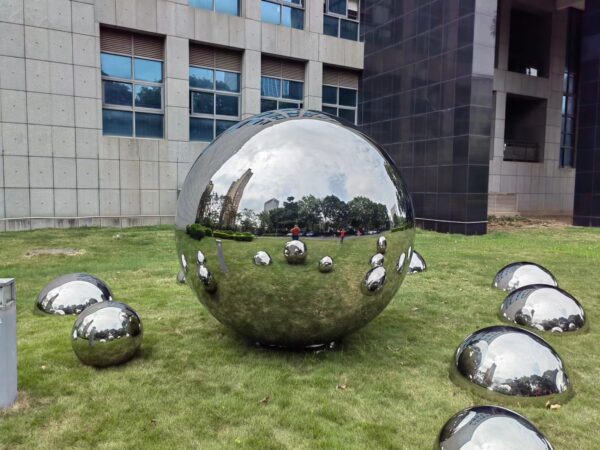 Outdoor stainless steel ball sculpture