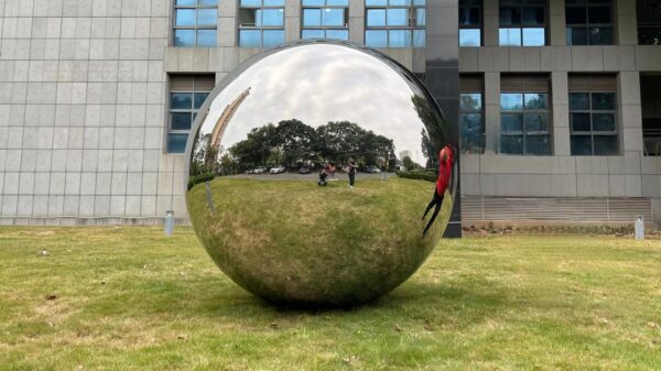 Outdoor stainless steel ball sculpture