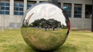 Outdoor stainless steel ball sculpture