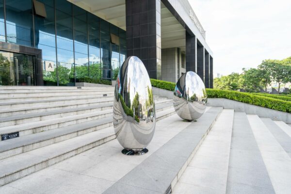 Stainless steel oval sculpture