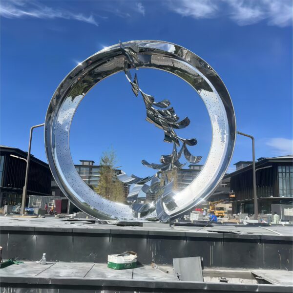 Outdoor stainless steel garden sculpture