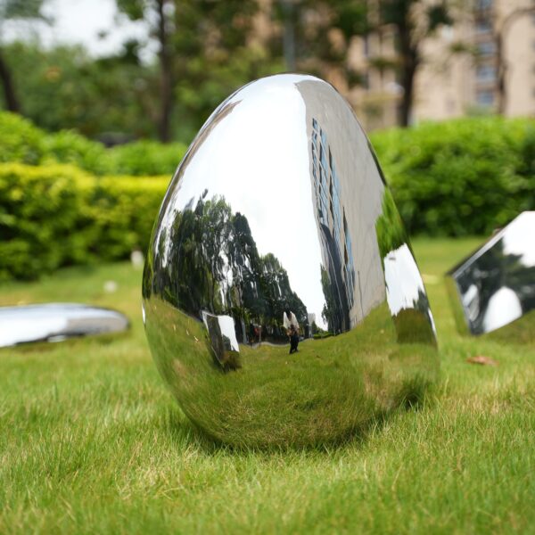 Outdoor stainless steel stone sculpture. From sculptural concept to detailed production, we create unique artworks tailored for each client.