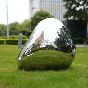 Outdoor stainless steel stone sculpture. From sculptural concept to detailed production, we create unique artworks tailored for each client.