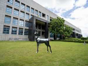 Stainless steel deer sculpture