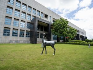 Stainless steel deer sculpture