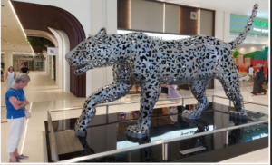 Stainless Steel Leopard Sculpture